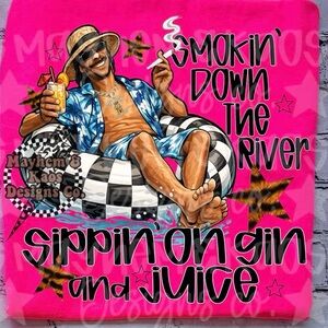 Funny Lazy River Snoop Dog Fuschia Summer Tshirt Small-3X